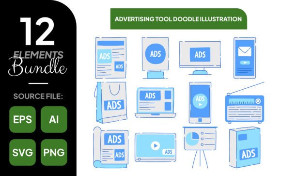 Advertising Tool Doodle Illustration: A Playful Creative Kit