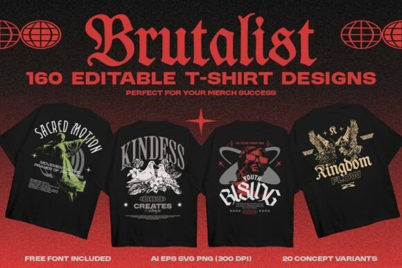 Brutalist Editable T-shirt Design Bundle: Urban Streetwear Graphics