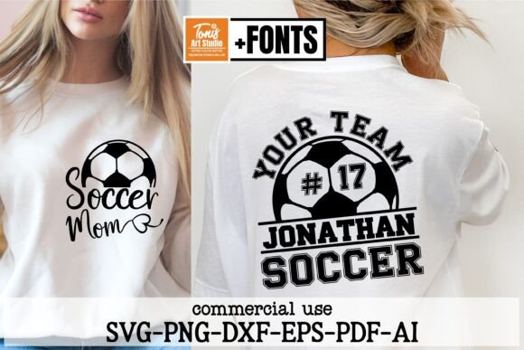 Custom Soccer Name and Number SVG PNG for Team Designs