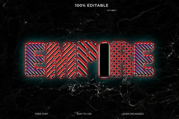 Empire 3D Text Effect: Neon Striped Grunge Style