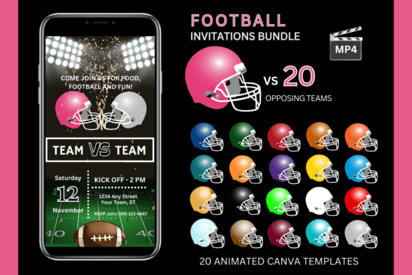 Game Day Glow: The Pink Team Bundle for Football Invites