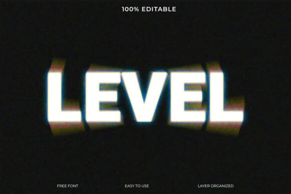 Level 3D Text Effect: Glitch Retro Psych β A Modern Design Asset