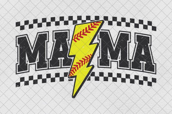 Retro Checkered Lightning Softball Mama: A Design Powerhouse