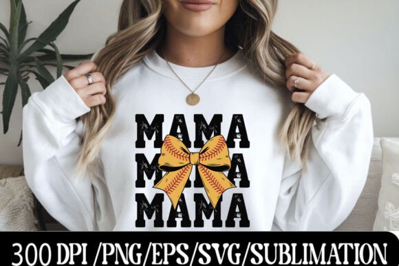 Softball Mama Bow Design: Stylish Sports Typography